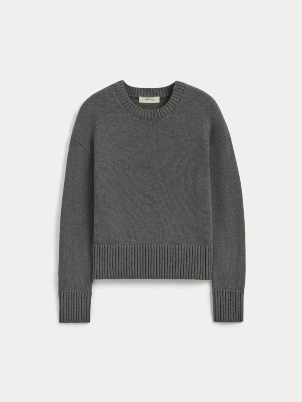 Everlane The Boxy Sweater in Everyday Cotton, Heathered Charcoal